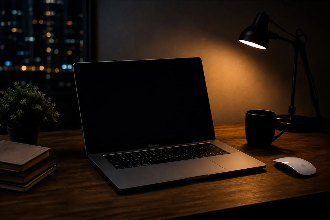A modern computer screen displaying web design work, showcasing creative visuals in a workspace.